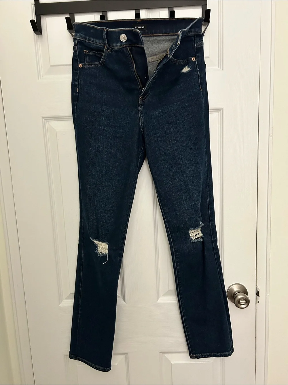 Express Dark Wash Slim High Rise Jeans